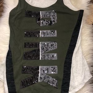 Pink Victoria’s secrets army green tank top